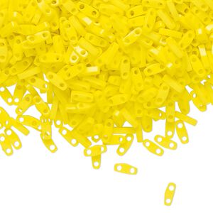 Seed bead, TILA®, glass, pkg/250g, 5x1.2mm quarter tila rectangle, opaque yellow, (QTL-404).