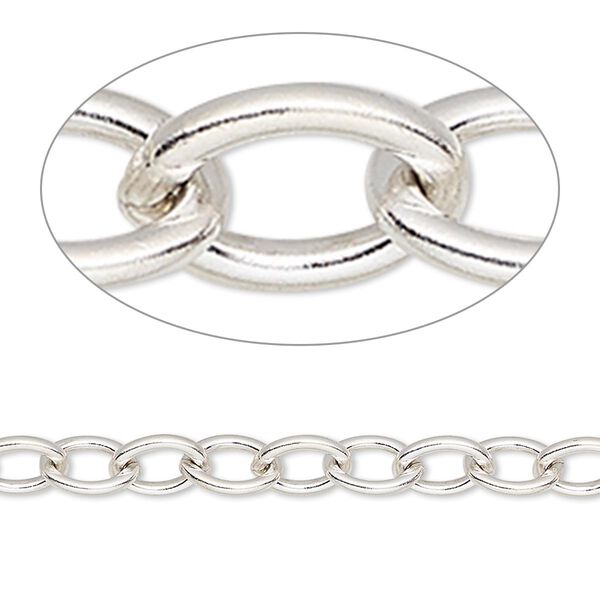 Chain, sterling silver, 5.7mm heavy cable. Sold per pkg of 5 feet. image number 0