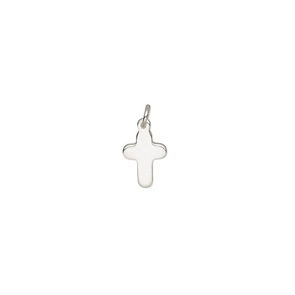 Drop, sterling silver, 10x6.5mm single-sided cross with 3.5mm closed jump ring. Sold individually. image number 0