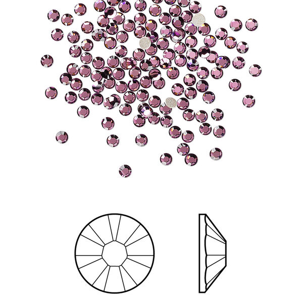 Flat back 144pk amethyst foil back, Crystal Passions® 1.7-1.9mm rose round SS5 2058 image number 0