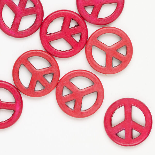 Magnesite 1pkg8, peace sign bead 25mm image number 0