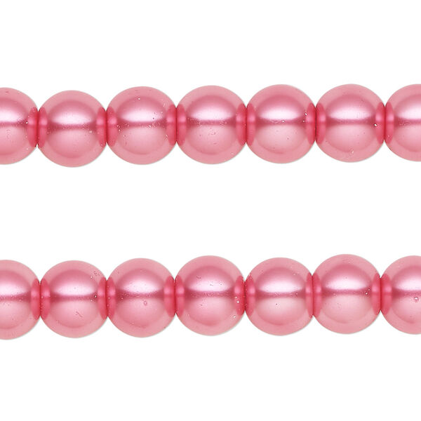 Bead, glass pearl, strawberry, 7-8mm round. Sold per pkg of (2) 15-inch strands, approximately 100 beads. image number 0