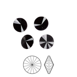 Chaton 8pk jet, Preciosa MAXIMA Czech crystal rhinestone 8.16-8.41mm rivoli SS39