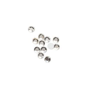 Flat back, glass, clear, silver-colored foil back, 3-3.2mm faceted round, SS12. Sold per pkg of 12.