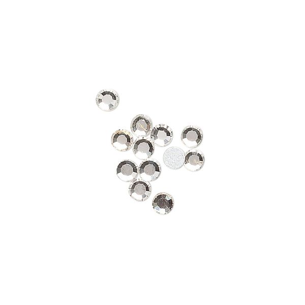 Flat back, glass, clear, silver-colored foil back, 3-3.2mm faceted round, SS12. Sold per pkg of 12. image number 0