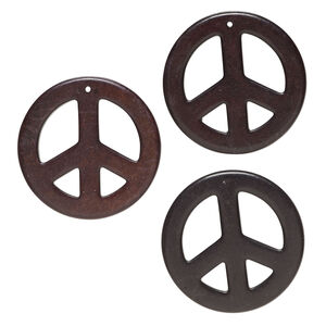 "Turquoise" 1pkg3, top-drilled peace sign focal black 45mm