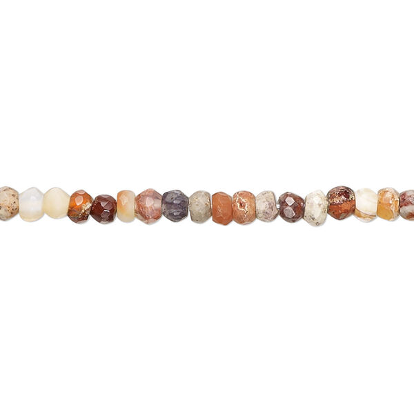 Bead, fire opal (natural), 3x2mm-4x3mm hand-cut faceted rondelle with 0.4-1.4mm hole, D grade, Mohs hardness 5 to 6-1/2. Sold per 10-inch strand. image number 0