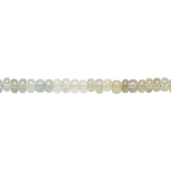 Bead, moss aquamarine (heated), shaded, 3x2mm-4x3mm hand-cut rondelle, C grade, Mohs hardness 7-1/2 to 8. Sold per 13-inch strand, approximately 170 beads. image number 0