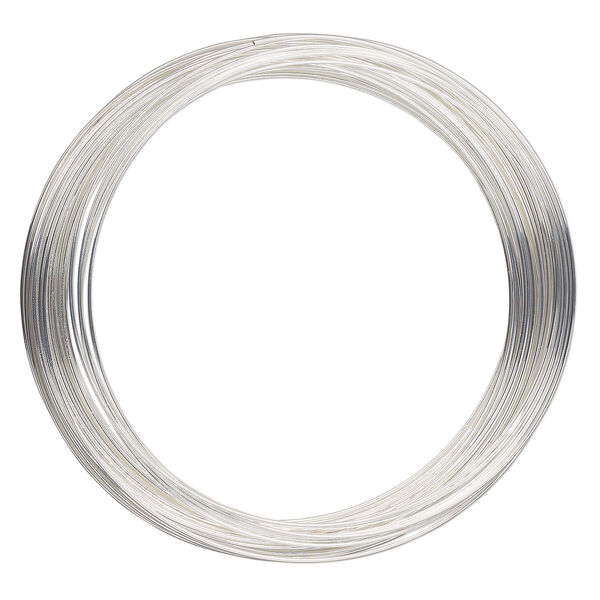 Memory wire, Beadalon®, silver-plated carbon steel, 2-3/4-inch round bracelet, 0.65mm thick. Sold per 1-ounce pkg, approximately 56 loops. image number 0