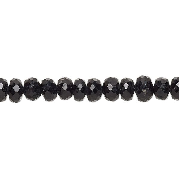 Black onyx 1pkg1, hand-cut faceted rondelle bead 8 inch 6x3mm-7x5mm image number 0