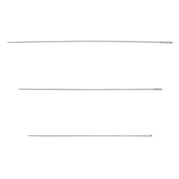 Needle mix, Miyuki, 0.4mm with 0.54mm eye width, assorted lengths with threader. Sold per pkg of 6. image number 1