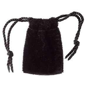 Pouch, velvet, black, 1-3/4 x2 inches with drawstring. Sold per pkg of 12.