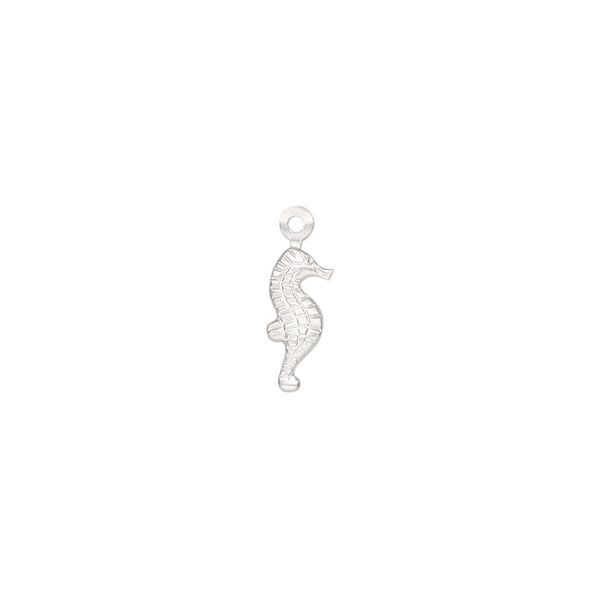 Charm, sterling silver, 11x5mm single-sided seahorse. Sold per pkg of 2. image number 0