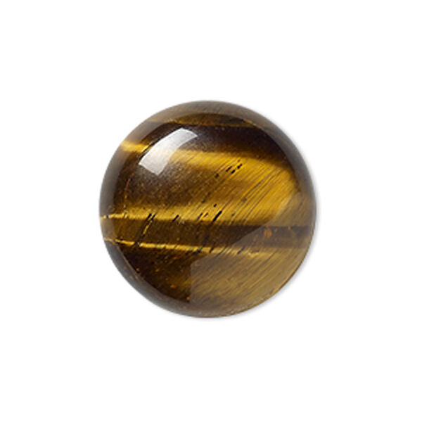 Cabochon, tigereye (natural), 18mm calibrated round, B grade, Mohs hardness 7. Sold per pkg of 2. image number 0