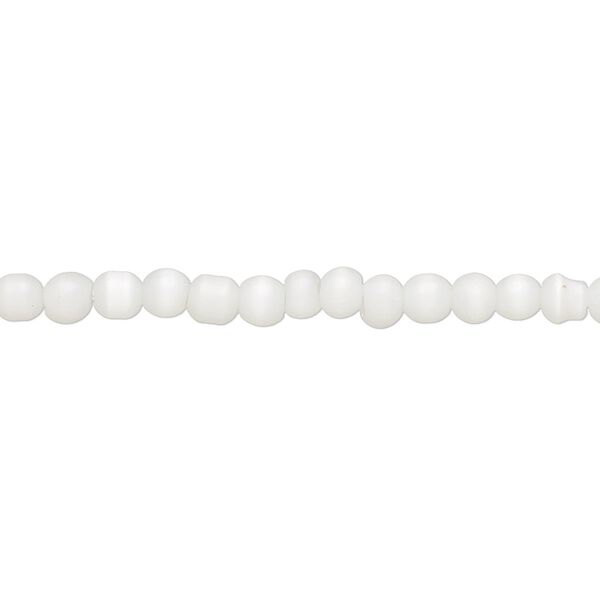 Bead, cat's eye glass (fiber optic glass), white, 3-5mm round. Sold per 15-inch strand. image number 0