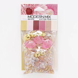 Seed bead mix, acrylic, pkg/70g, 10/0-22x14mm mixed shapes, opaque to transparent ccb mixed colors.