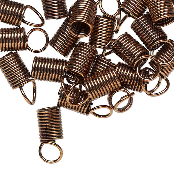 Cord coil, antique bronze-finished steel, 14x6mm with loop, 4.5mm inside diameter. Sold per 1-ounce pkg. image number 0
