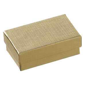Box 1pkg10, paper and "cotton" filled, gold, 2-1/2 x 1-1/2 x 7/8 inches rectangle