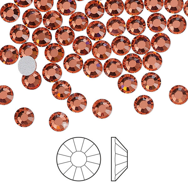Flat back 144pk padparadscha foil back, Preciosa Viva 12® Czech crystal rhinestone 4.6-4.8mm chaton rose round SS20 image number 0