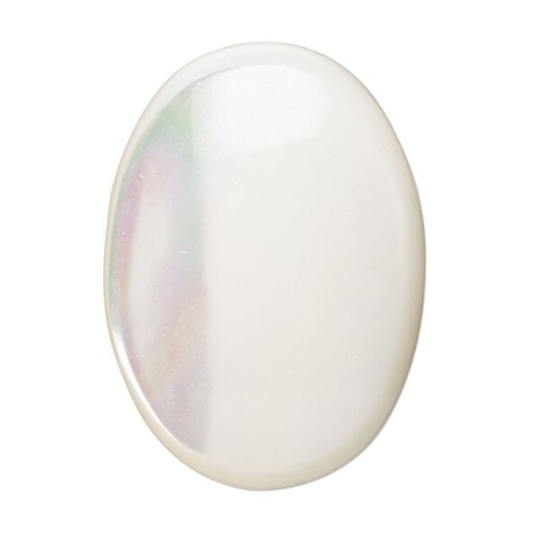 Cabochon, trochus shell (natural), 18x13mm calibrated oval, Mohs hardness 3-1/2. Sold per pkg of 2. image number 0