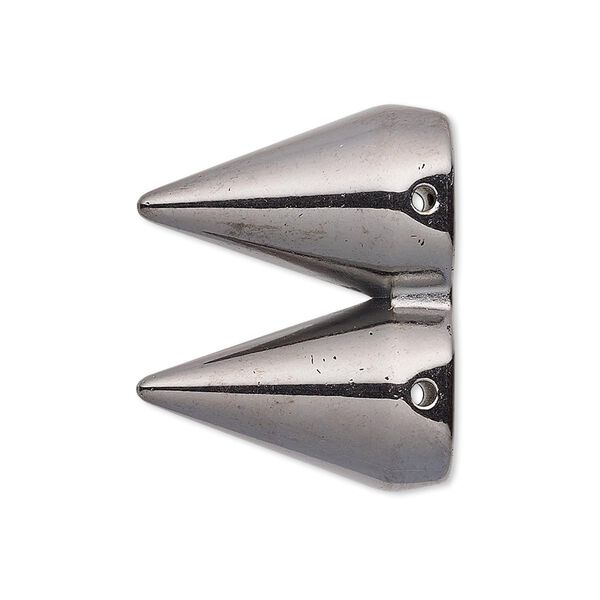 Spacer, gunmetal-coated plastic, 28x14mm 2-strand double spike, fits up to 14mm bead. Sold per pkg of 6. image number 0