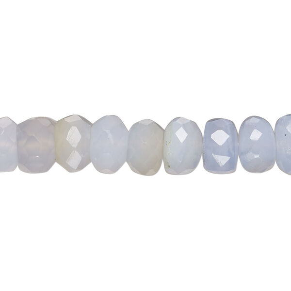 Blue chalcedony 1pkg1, hand-cut faceted rondelle bead, 14 inch 8x4mm-9x6mm image number 0