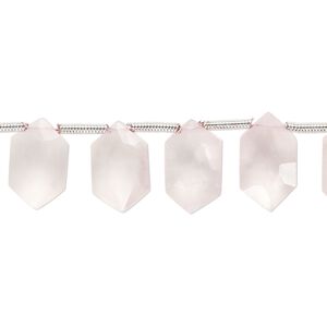 Rose quartz 1pkg22, hand-cut side-drilled faceted puffed hexagon bead 13x7mm