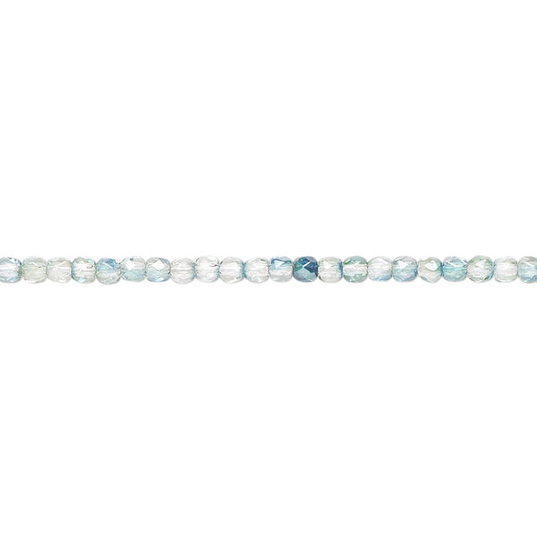 Bead, Czech fire-polished glass, two-tone transparent green and teal, 2mm faceted round. Sold per pkg of 1,200 (1 mass). image number 0