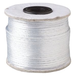 Cord, Satinique™, satin, light grey, 1mm. Sold per 200-foot spool.