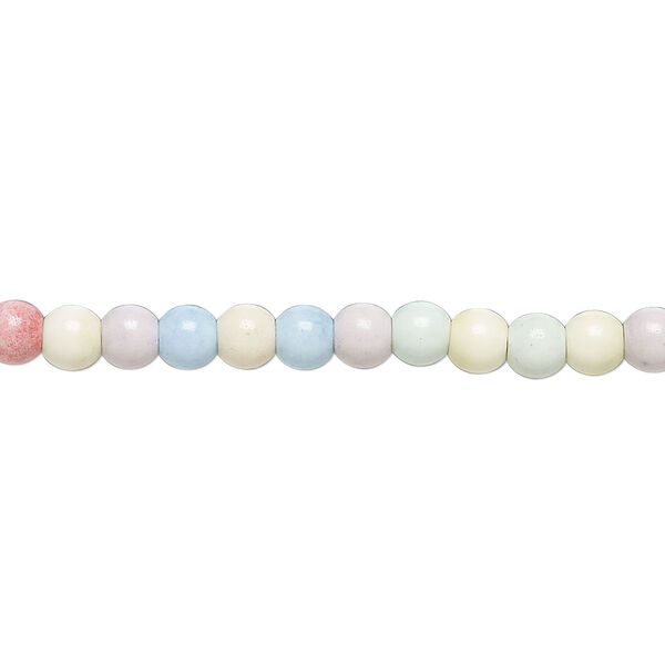 Bead, porcelain, opaque shiny multicolored, 3.5mm round. Sold per 15-1/2" to 16" strand, approximately 95 to 115 beads. image number 0