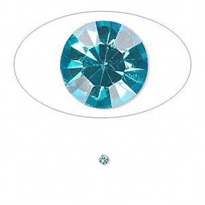 Chaton, glass rhinestone, aqua blue, foil back, 2.0-2.1mm faceted round, PP14. Sold per pkg of 72.