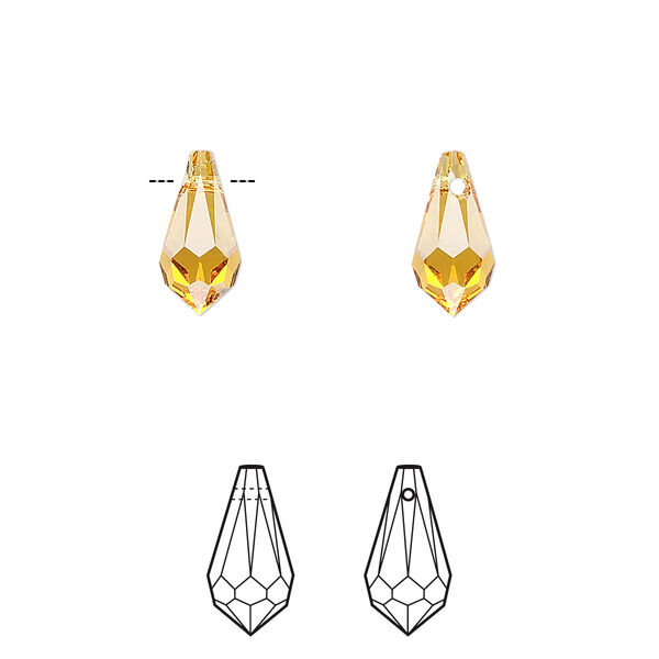 Drop 24pk topaz, Crystal Passions® 11x5.5mm pendant teardrop 6000 image number 0