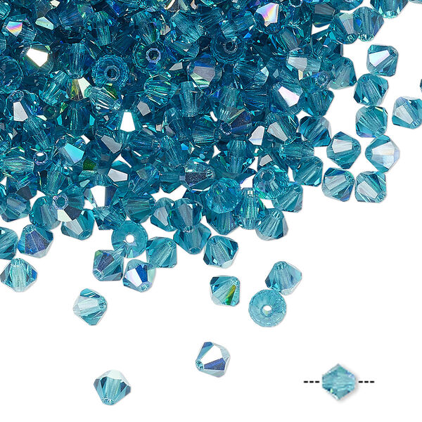Bead 720pk indicolite AB, Preciosa Czech crystal 4mm bicone image number 0