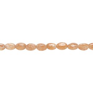 Sunstone 1pkg1, hand-cut flat oval bead natural, 8 inch 5x3mm