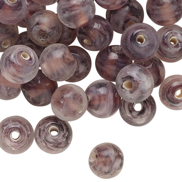 Bead, lampworked glass, translucent purple, 8mm round. Sold per 2-ounce pkg, approximately 70 beads. image number 0