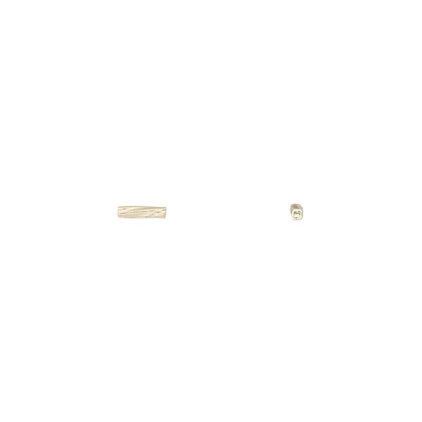 Bead, gold-finished brass, 5x1mm liquid twisted tube. Sold per 1-ounce pkg, approximately 1,000 beads. image number 0