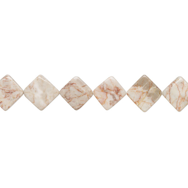 Redline marble 1pkg1, flat diamond bead natural, 15 inch 31-33mm image number 1