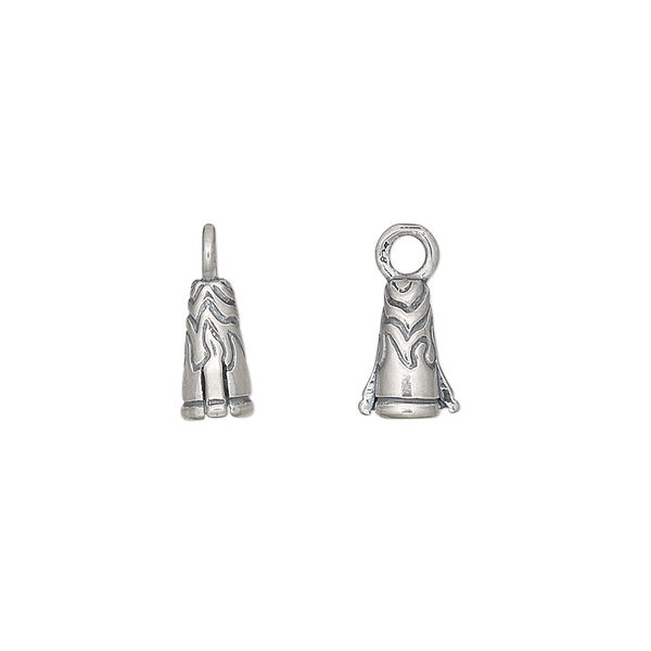 Cord end, JBB Findings, antiqued sterling silver, 9x7mm bell, 3mm inside diameter. Sold individually. image number 0