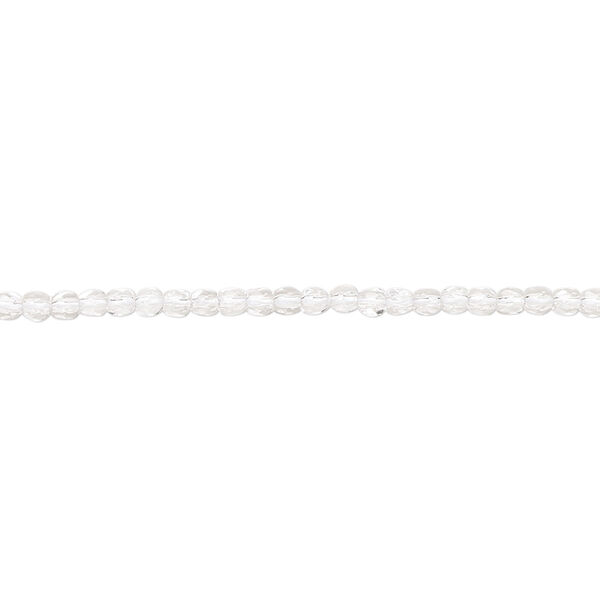 Bead, Czech fire-polished glass, transparent clear, 2mm faceted round. Sold per 8-inch strand, approximately 95-100 beads. image number 0