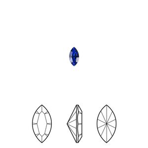 Fancy stone 6pk majestic blue foil back, Crystal Passions® 6x3mm navette 4228