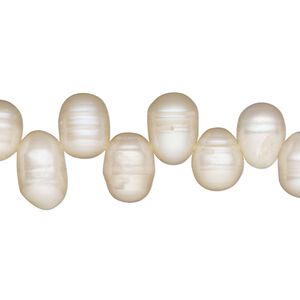 Pearl, cultured freshwater, peach, 8-10mm top-drilled rice, D grade, Mohs hardness 2-1/2 to 4. Sold per 16-inch strand.