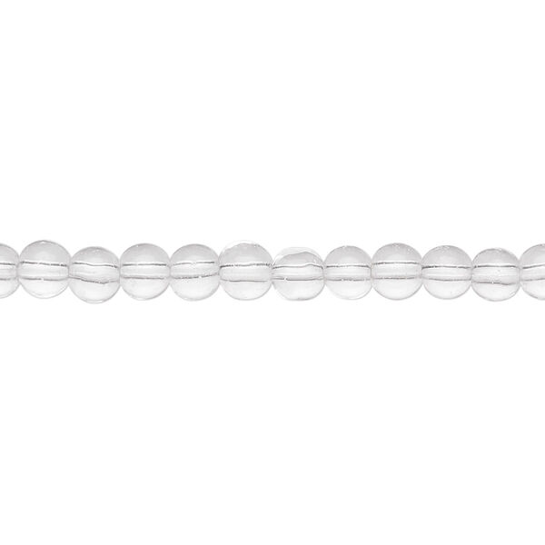 Bead, glass, clear, 4mm round. Sold per 36-inch strand. image number 0