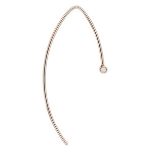 Ear wire 1pkg2 14Kt rose gold-filled, 23mm marquise / closed loop, 18 gauge 1 pair