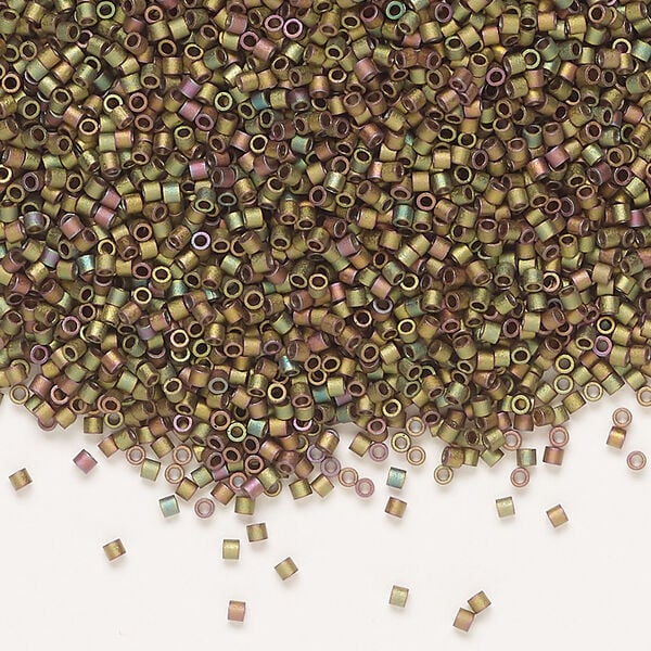 Seed bead, Delica&reg;, glass, 1pkg250g, #15 round, opaque matte glazed luster bronze (DBS-0380) image number 0