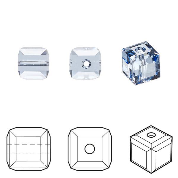 Bead 6pk light sapphire, Crystal Passions® 8mm cube 5601 image number 0