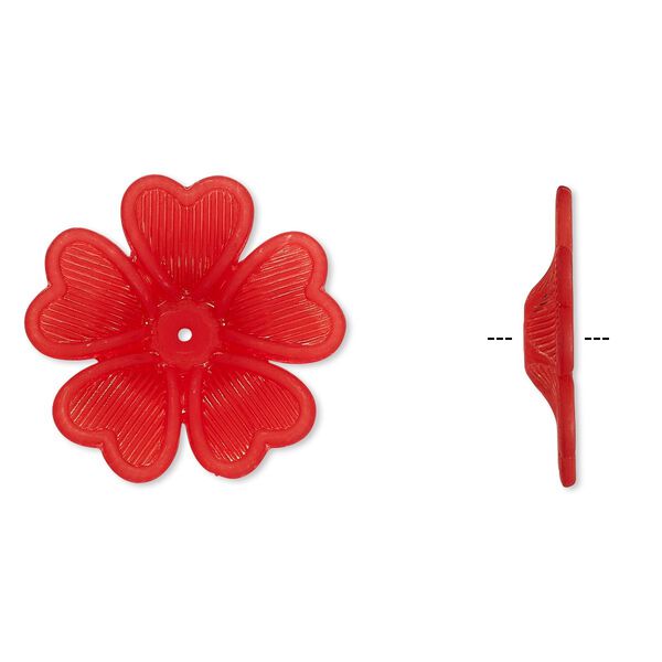 Component, acrylic, frosted red, 42x7mm flower. Sold per pkg of 25. image number 0