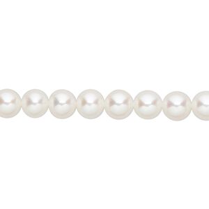 Pearl, cultured freshwater (bleached), white, 6-7mm semi-round, B grade, Mohs hardness 2-1/2 to 4. Sold per 15-1/2" to 16" strand.