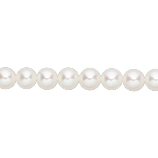 Pearl, cultured freshwater (bleached), white, 6-7mm semi-round, B grade, Mohs hardness 2-1/2 to 4. Sold per 15-1/2" to 16" strand. image number 0