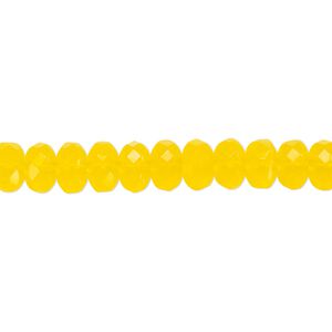 Bead, Czech fire-polished glass, yellow, 7x5mm faceted rondelle. Sold per 15-1/2" to 16" strand.