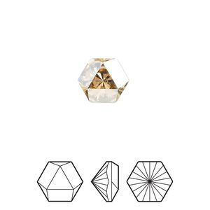 Fancy stone 2pk crystal golden shadow foil back, Crystal Passions® 10.8x9.4mm prismatic hexagon 4699